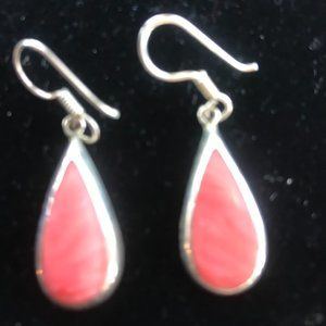 925 sterling silver  pierced earrings Coral stones.